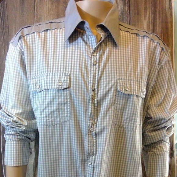 Mens Distressed Blue Checkered Shirt Cotton Everyday large - Picture 1 of 8